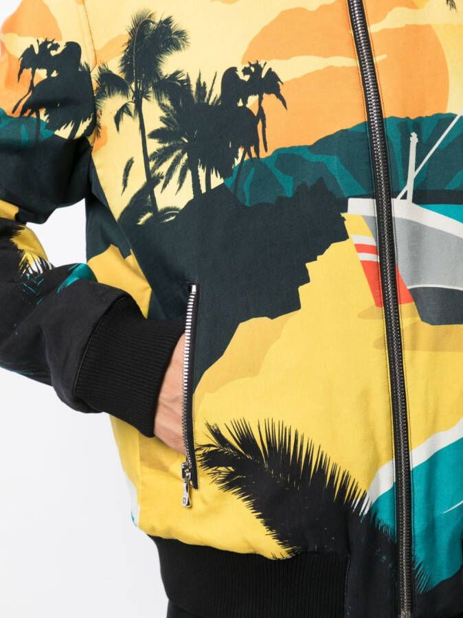 Balmain Bomberjack met grafische print Zwart