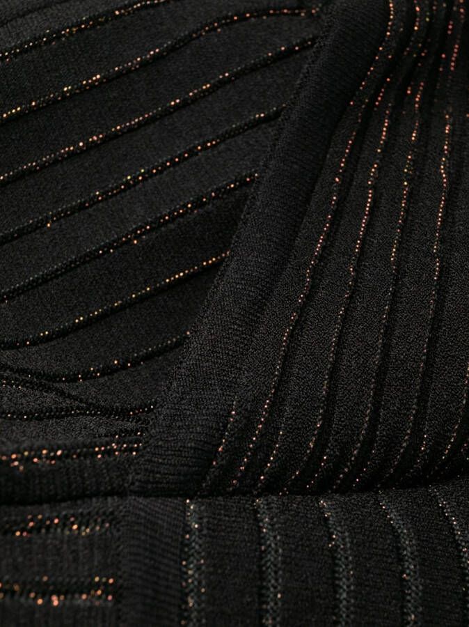 Balmain Midi-jurk met V-hals Zwart