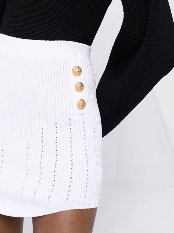 Balmain Ribgebreide mini-rok Wit