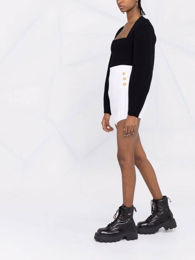 Balmain Ribgebreide mini-rok Wit
