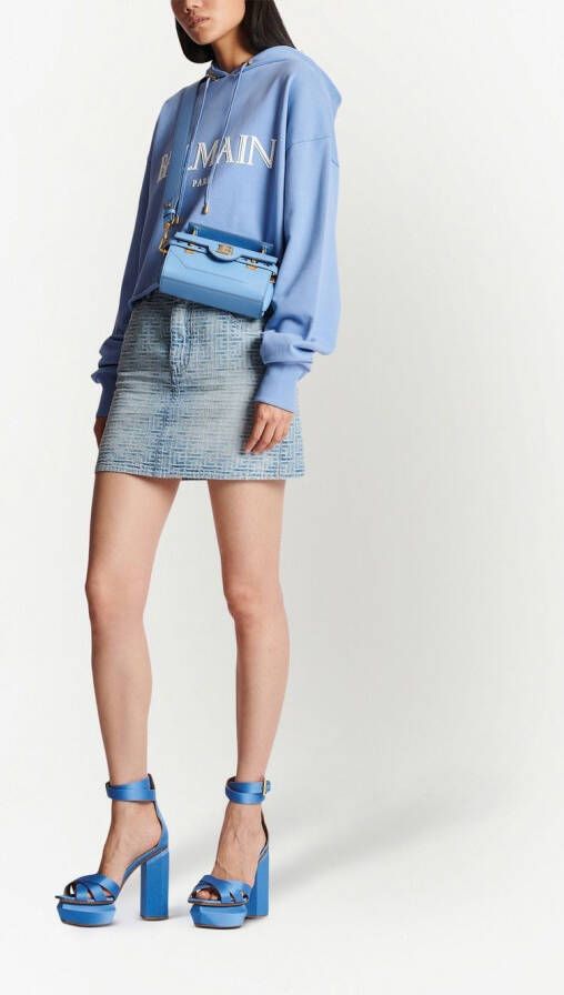 Balmain Cropped hoodie Blauw