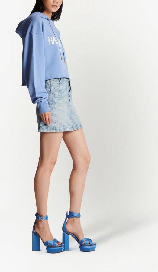 Balmain Cropped hoodie Blauw