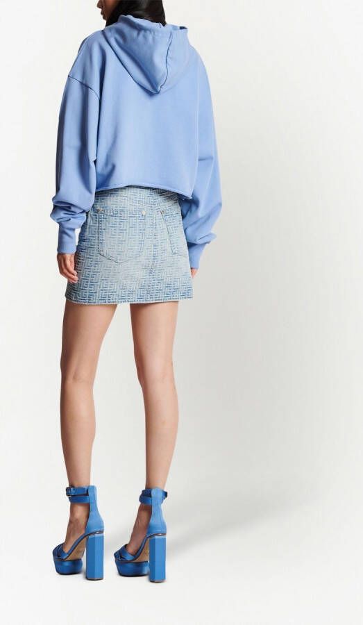 Balmain Cropped hoodie Blauw