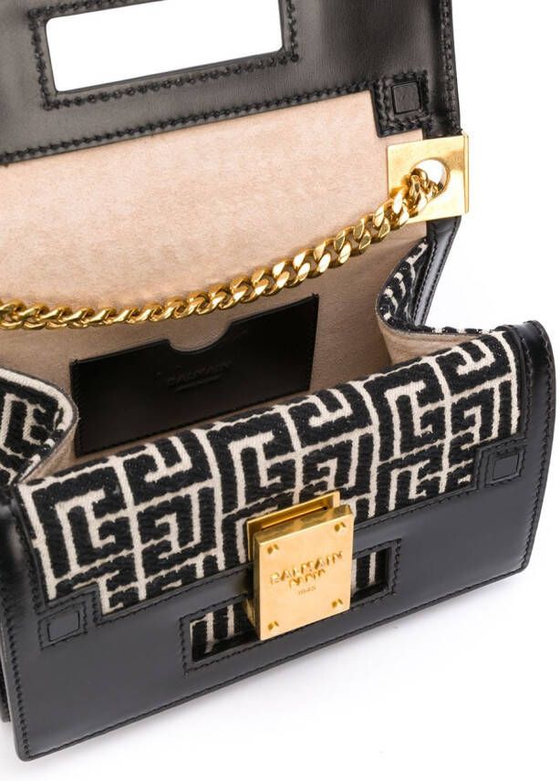Balmain Schoudertas met monogram jacquard Zwart