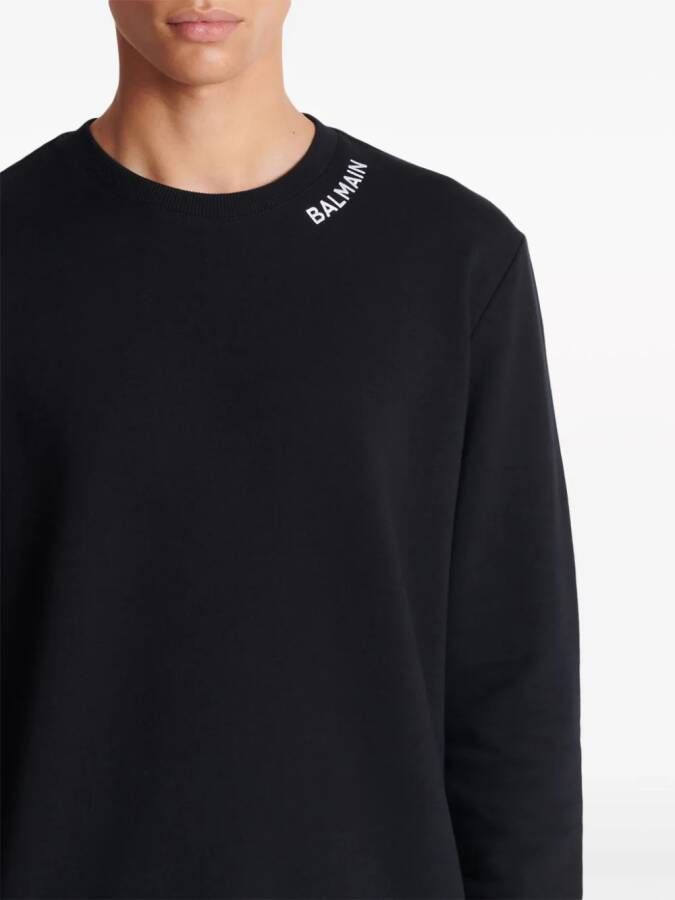 Balmain Sweater van biologisch katoen met geborduurd logo Zwart