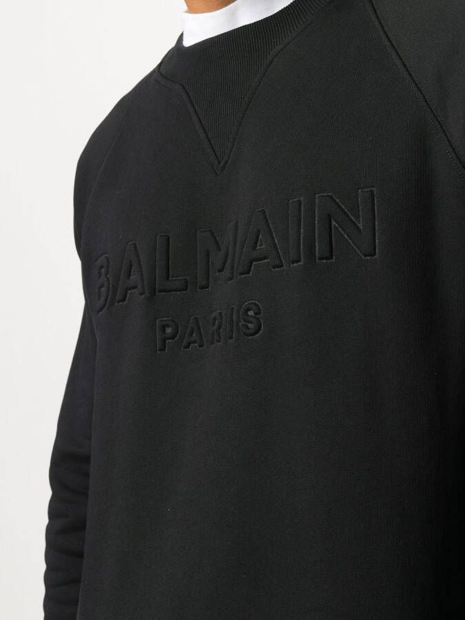 Balmain Sweater met logo reliëf Zwart