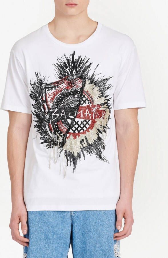 Balmain T-shirt met geborduurd logo Wit