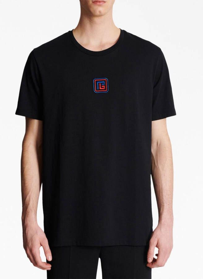 Balmain T-shirt met geborduurd logo Zwart