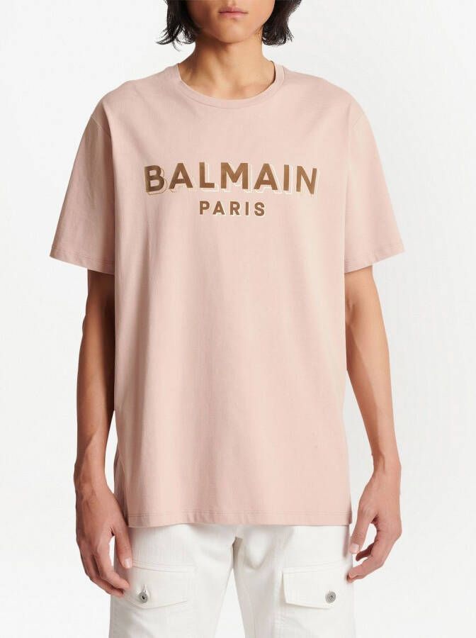 Balmain T-shirt met logo Beige