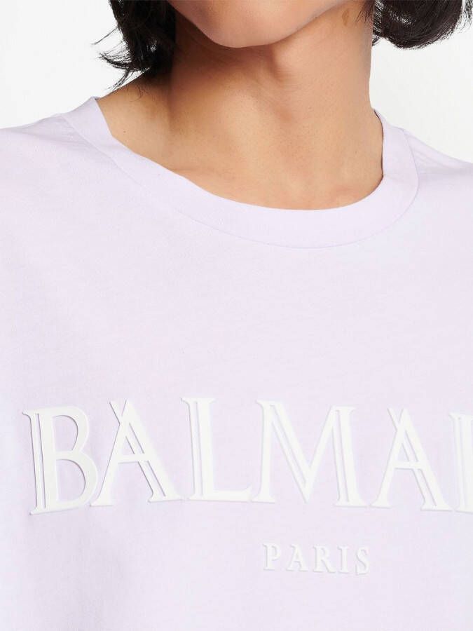Balmain T-shirt met logo Paars