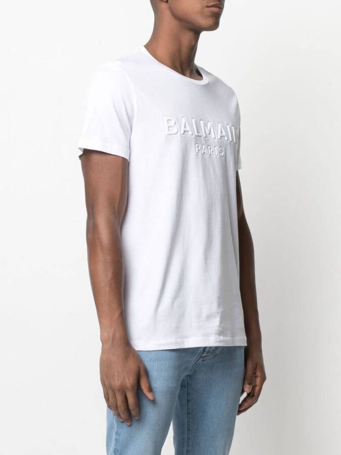 Balmain T-shirt met logo-reliëf Grijs