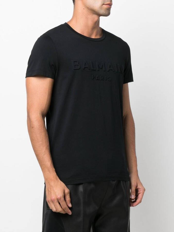 Balmain T-shirt met logo-reliëf Zwart