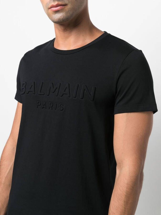 Balmain T-shirt met logo-reliëf Zwart