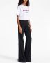 Balmain Flocked Paris cropped T-shirt Kort Paris T-shirt met flockprint Pink White Dames - Thumbnail 4