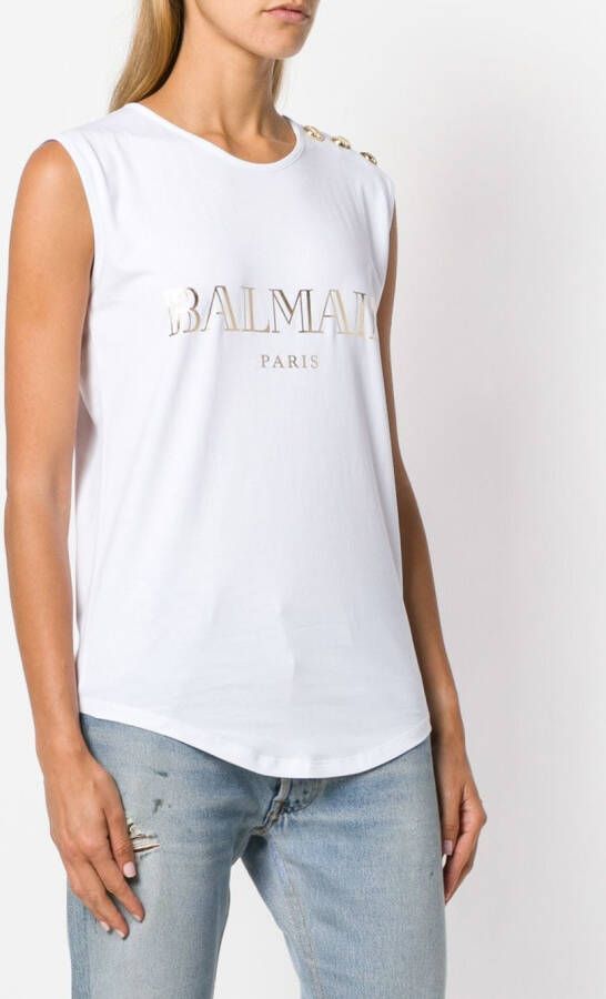Balmain T-shirt met logoprint Wit