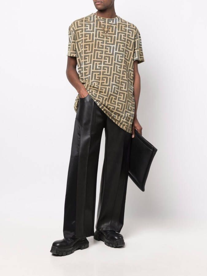 Balmain T-shirt met monogramprint Groen