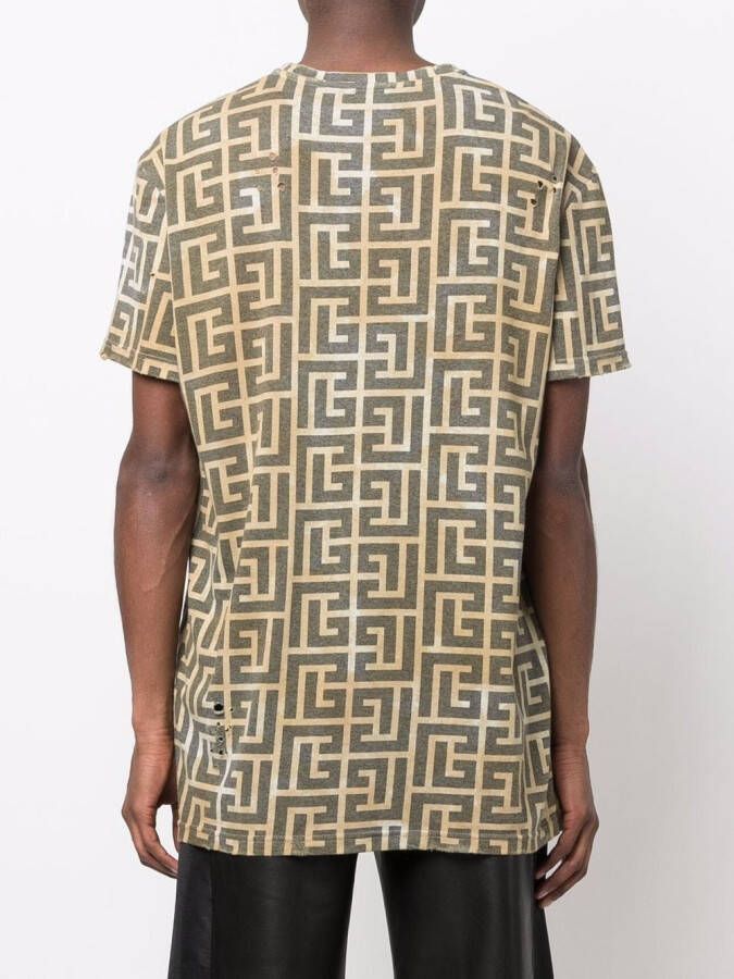 Balmain T-shirt met monogramprint Groen