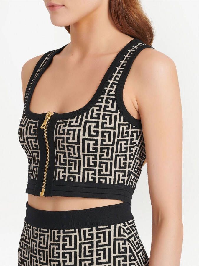Balmain Top met monogram patroon Zwart