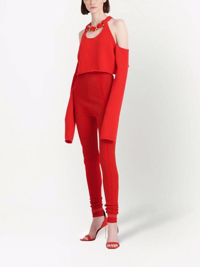 Balmain Top met open schouders Rood
