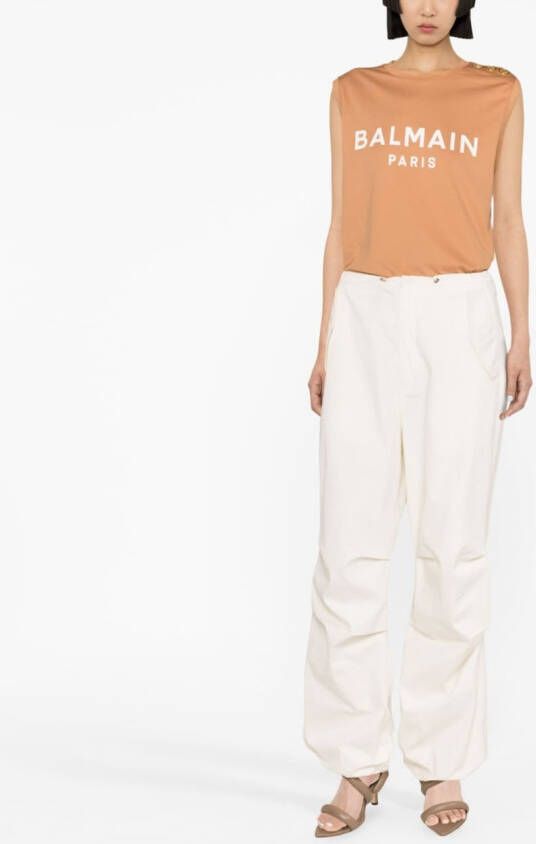 Balmain Top verfraaid met knopen Beige