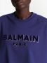 Balmain Kortgeknipt katoenen T-shirt met fluweelachtig metallic logo Purple Dames - Thumbnail 6