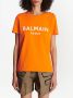 Balmain Eco-responsible cotton T-shirt with logo print Oranje Dames - Thumbnail 3