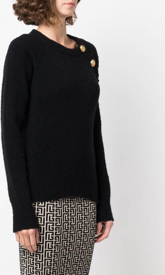 Balmain Trui met diagonale knopen Zwart