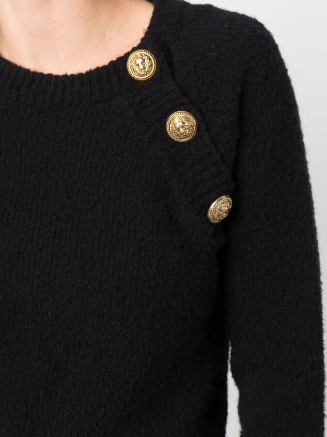 Balmain Trui met diagonale knopen Zwart