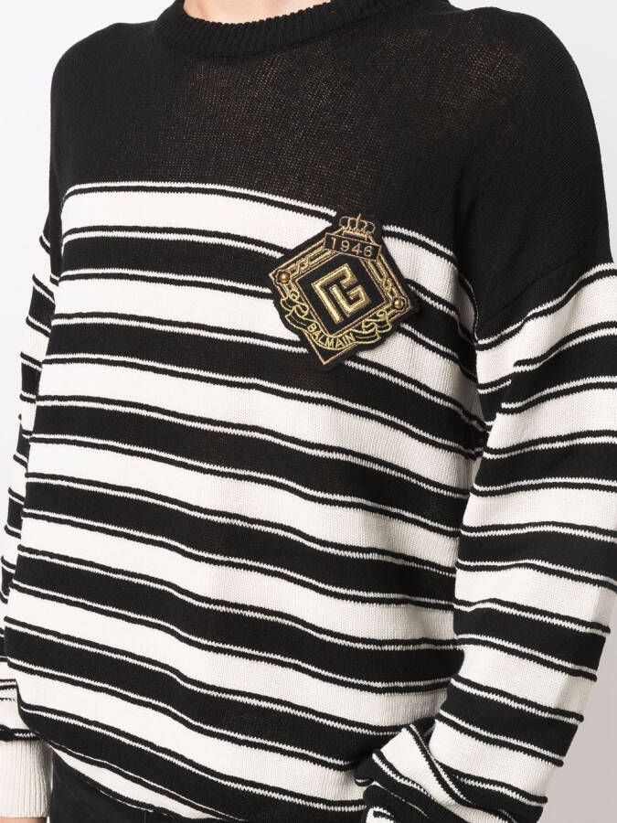 Balmain Trui met logo badge Zwart