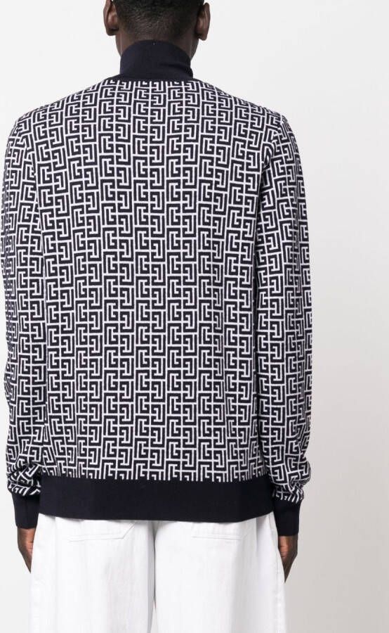 Balmain Trui met monogram intarsia Blauw