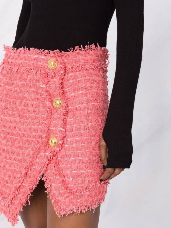 Balmain Tweed mini-rok Roze