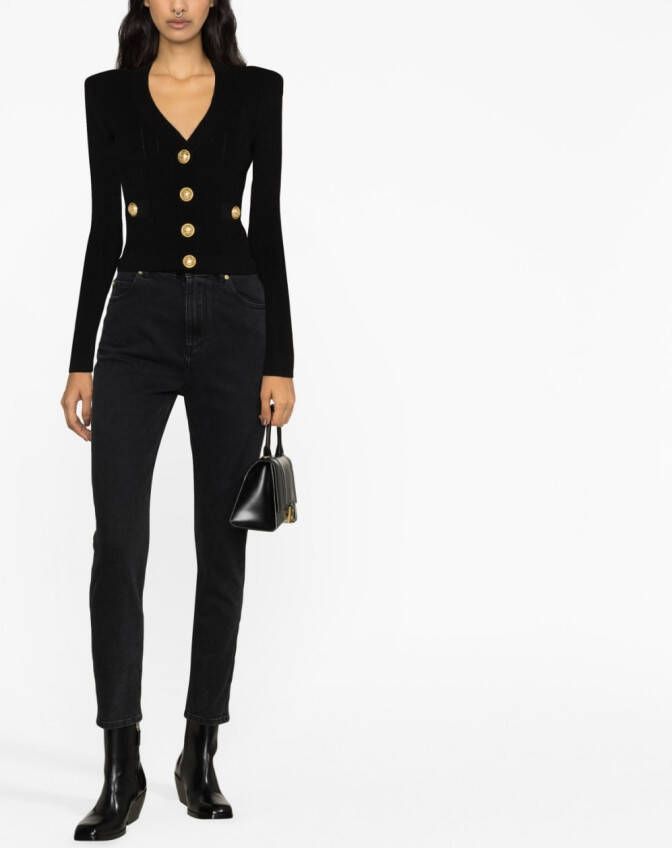 Balmain Gebreid vest met V-hals Zwart