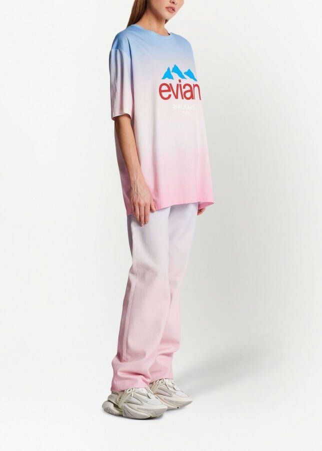 Balmain x Evian T-shirt met kleurverloop Roze
