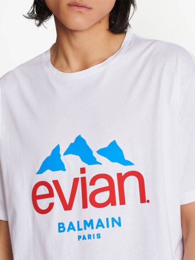 Balmain x Evian T-shirt met logo Wit