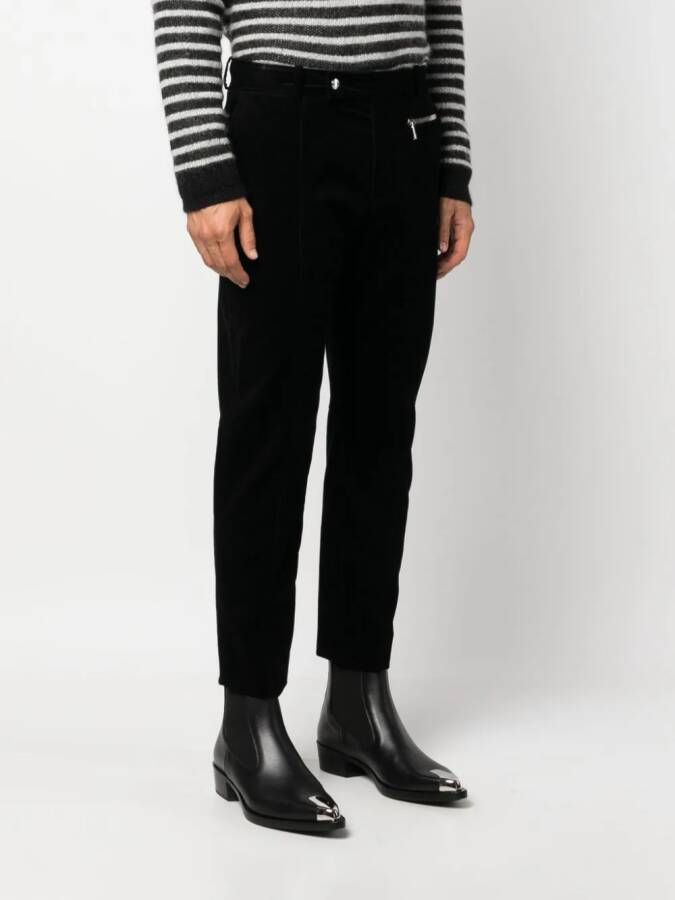 Balmain Suède cropped broek met toelopende pijpen Zwart