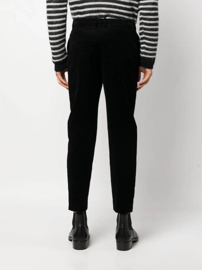 Balmain Suède cropped broek met toelopende pijpen Zwart