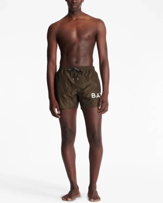 Balmain Zwembroek met logoprint Bruin