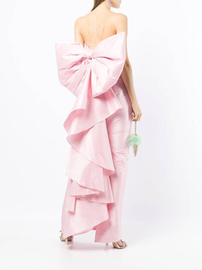 Bambah Avondjurk met strikdetail Roze