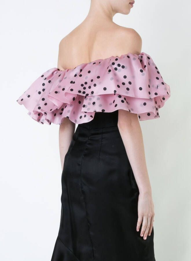 Bambah double ruffle top Roze
