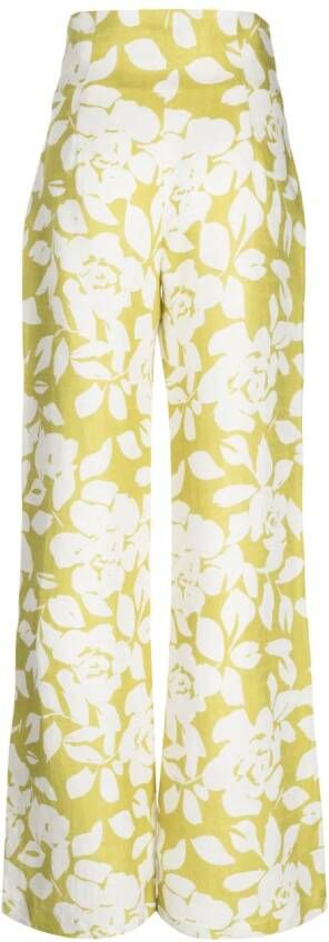 Bambah Lilly flared linnen broek Geel