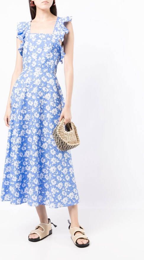 Bambah Midi-jurk met bloemenprint Blauw