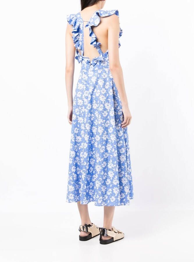Bambah Midi-jurk met bloemenprint Blauw