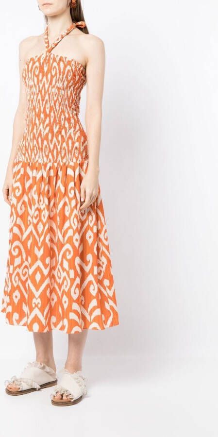 Bambah Midi-jurk met halternek Oranje