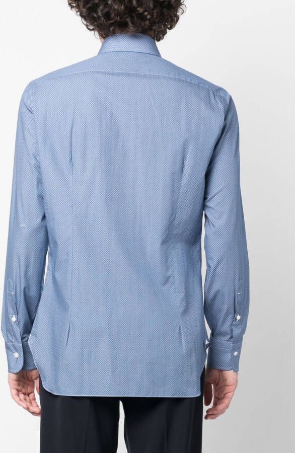 Barba Overhemd met geometrisch patroon Blauw