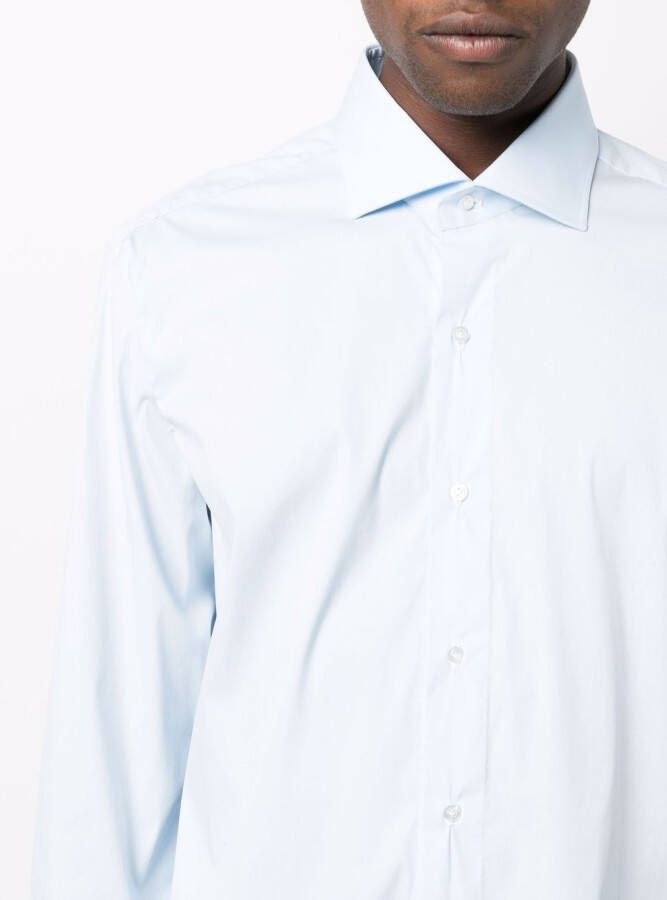 Barba Overhemd met Franse kraag Blauw