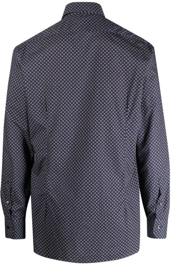 Barba Overhemd met geometrisch patroon Blauw