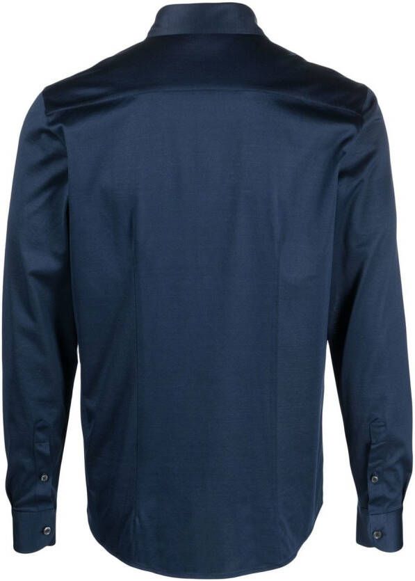 Barba Overhemd met gespreide kraag Blauw