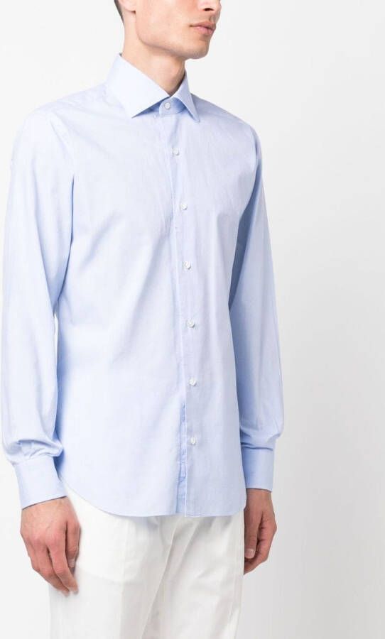 Barba Overhemd met gespreide kraag Blauw