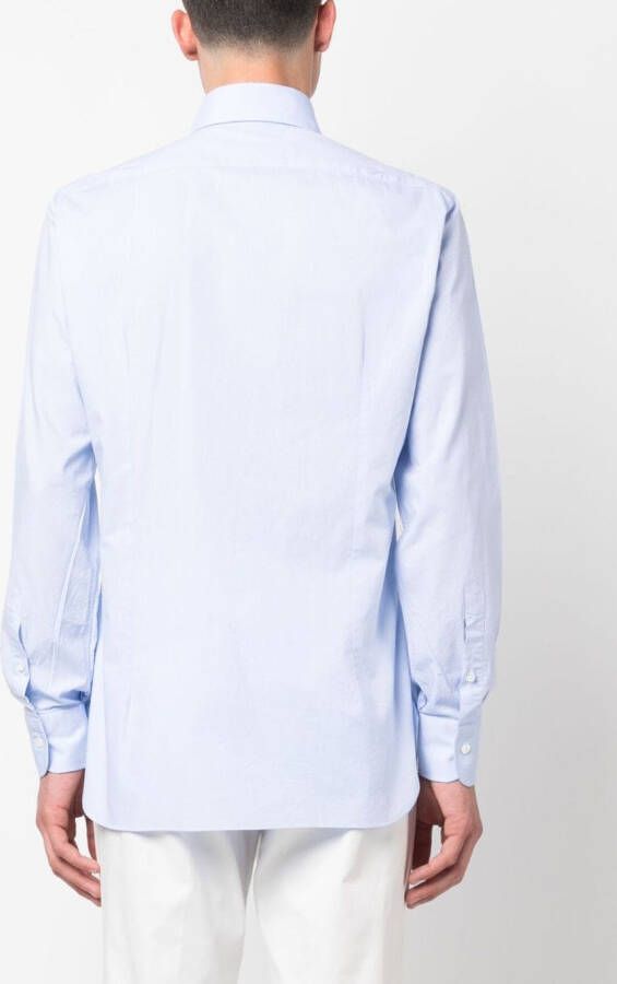 Barba Overhemd met gespreide kraag Blauw