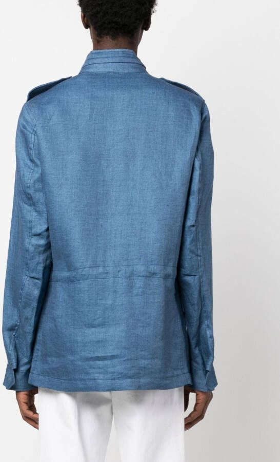 Barba Shirtjack met meerdere zakken Blauw
